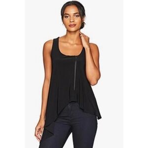 Sympli‎ Black Asymmetrical Zipper Tank Top Made in Canada Size 8